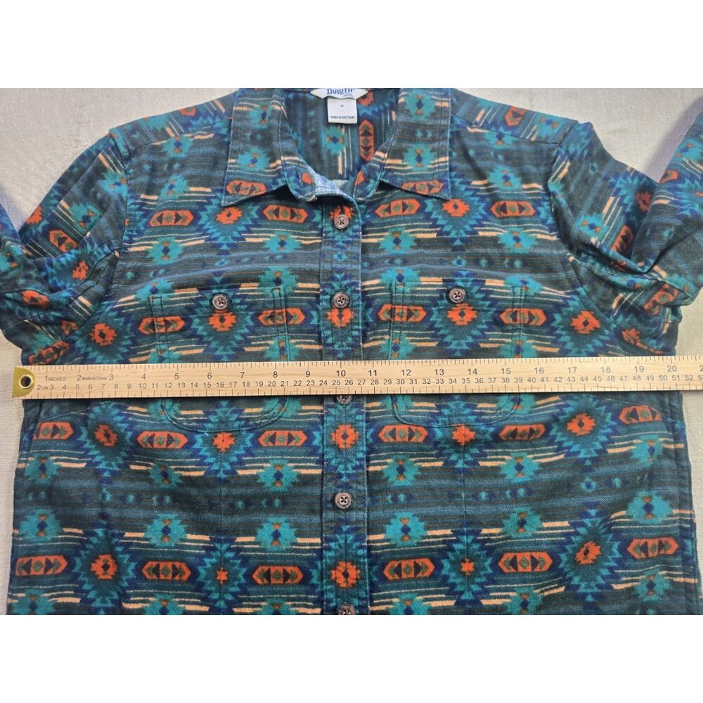 DULUTH TRADING Men’s Small Green Western Aztec Button Up Long Sleeve Shirt EUC - Picture 6 of 14